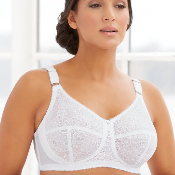 Glamorise 44F COMFORT LIFT Bra (COMFY SUPPORT) Wireless (SIDE-BONES) White NEW - Picture 11 of 15